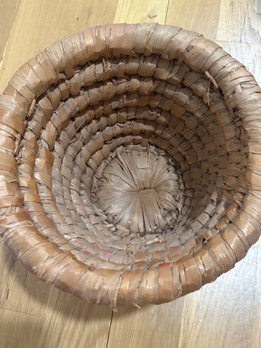 Antique Natural Woven Rattan Planter Basket - Brown